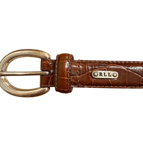 Lauren Ralph Lauren Women\'s Belt Sz L Brown Italian Leather Alligator Embossed main image 5